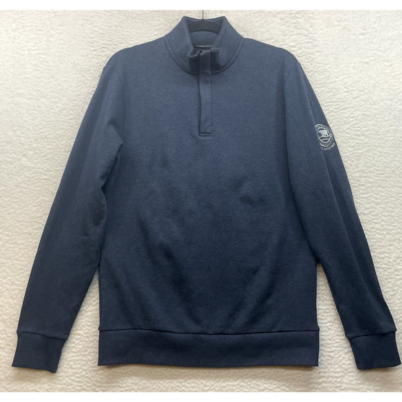 Travis Mathew Sweatshirt Mens Small Blue Cloud 1/4 Zip Pullover Golf Outdoor